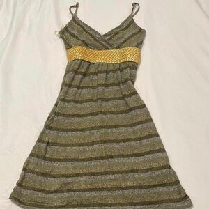 Charlotte Russe Green and Gold Striped Dress